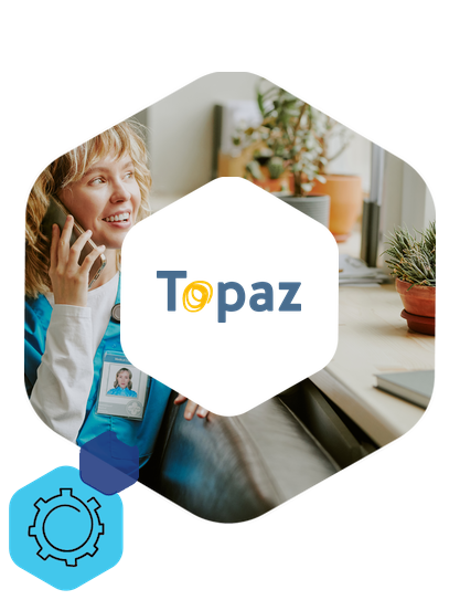 Topaz telefonie: zorgmedewerker aan de telefoon